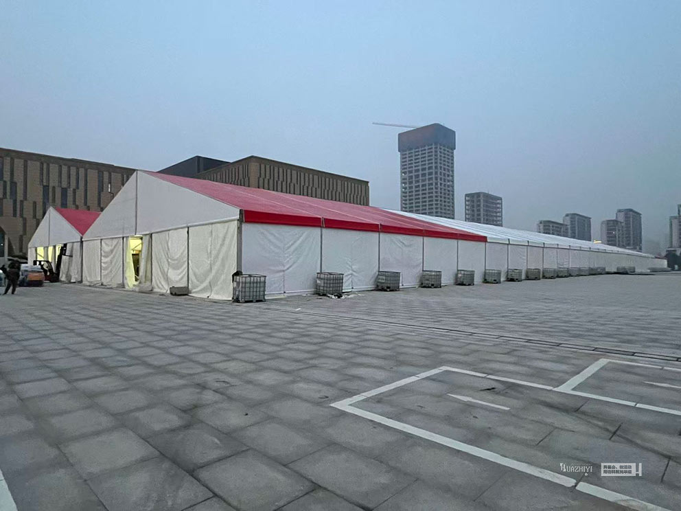 华熠篷房出租助力安阳文体中心家纺博览会篷房搭建