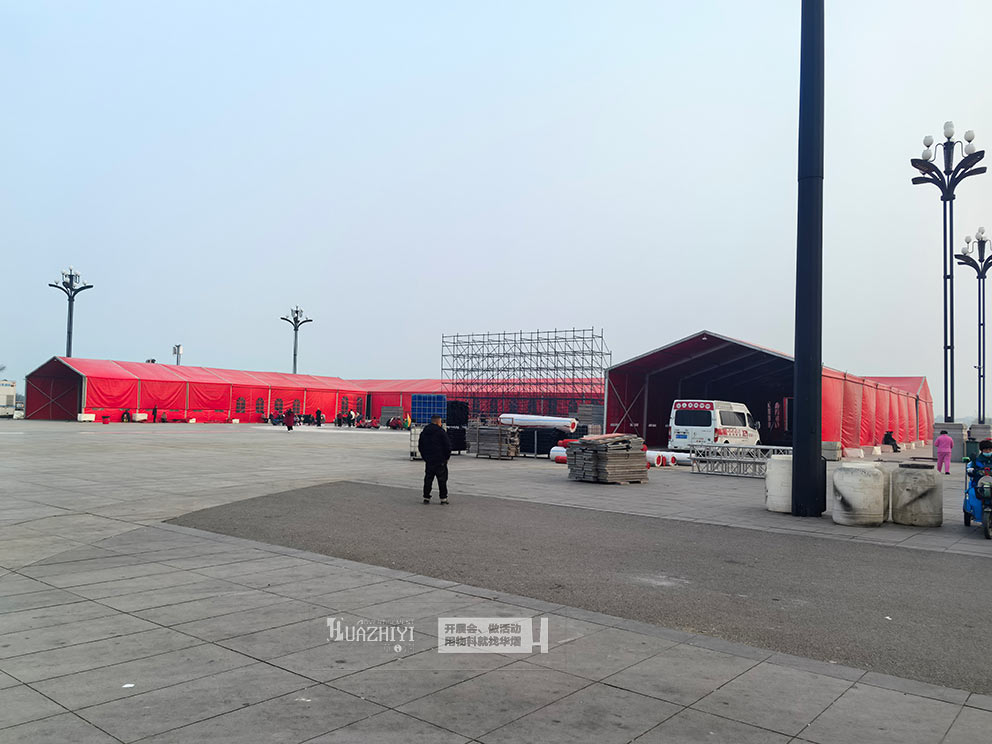 华熠篷房出租搭建周口太昊陵非遗展红色篷房